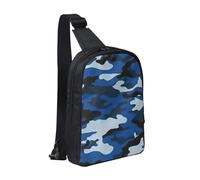 JKLQWC Blue Camo Printed Crossbody Sling Backpack Sling Bag for Men Women Adjustable Shoulder Bag Travel Hiking Chest Bag Daypack