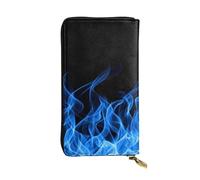 JKLQWC Blue Flame Printed Long Wallet for Women Men Cute PU Leather Coin Purse with Card Holder