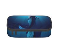 JKLQWC Blue Mermaid Printed Pencil Case Cute Pen Pencil Box Bag Large Capacity Compartment Zipper Pencil Pouch Organizer for Office School Travel