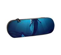 JKLQWC Blue Mermaid Printed Pencil Case Cute Pen Pencil Box Bag PU Leather Zipper Pencil Pouch Organizer for Office School Travel