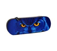 JKLQWC Blue Owl Printed Pencil Case Cute Pen Pencil Box Bag PU Leather Zipper Pencil Pouch Organizer for Office School Travel