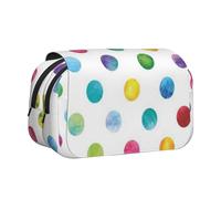 JKLQWC Blue Polka Dot Pattern Prints Pencil Case for Kids Men Women, Two Layers Large Capacity Pencil Pouch Makeup Bag Organizer for Office School Travel