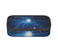 JKLQWC Blue Shining Star Printed Pencil Case Cute Pen Pencil Box Bag Large Capacity Compartment Zipper Pencil Pouch Organizer for Office School Travel