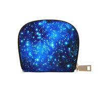 JKLQWC Blue Shining Stars Printed Credit Card Wallet for Women Men Cute Zipper Card Cases Holder Mini Coin Purse with 12 Card Slots