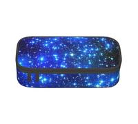 JKLQWC Blue Shining Stars Printed Pencil Case Cute Pen Pencil Box Bag Large Capacity Compartment Zipper Pencil Pouch Organizer for Office School Travel