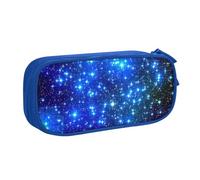 JKLQWC Blue Shining Stars Printed Pencil Case Cute Pen Pencil Box Bag Zipper Storage Organizer Box Holder for Office School Teen Girl Boy Adult,Blue