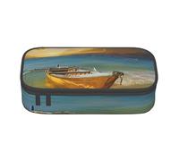 JKLQWC Boat Beach Sunrise Time Nautical Printed Pencil Case Cute Pen Pencil Box Bag Large Capacity Compartment Zipper Pencil Pouch Organizer for Office School Travel