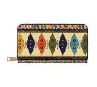 JKLQWC Bohemia Style Traditional African Pattern Printed Long Wallet for Women Men Cute Coin Purse with Card Holder