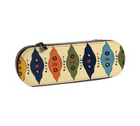 JKLQWC Bohemia Style Traditional African Pattern Printed Pencil Case Cute Pen Pencil Box Bag PU Leather Zipper Pencil Pouch Organizer for Office School Travel