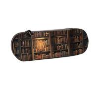 JKLQWC Book Room Mysterious Library Printed Pencil Case Cute Pen Pencil Box Bag PU Leather Zipper Pencil Pouch Organizer for Office School Travel