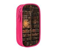 JKLQWC Book Room Mysterious Library Printed Pencil Case Cute Pen Pouch Large Pen Bag Portable Storage Organizer Box for Office School Teen Girl Boy Adult,Pink