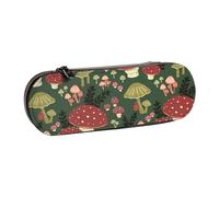 JKLQWC Bright Mushrooms Art Printed Pencil Case Cute Pen Pencil Box Bag PU Leather Zipper Pencil Pouch Organizer for Office School Travel