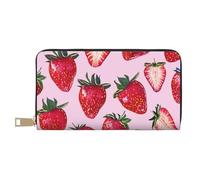 JKLQWC Bright Strawberries Printed Long Wallet for Women Men Funny PU Leather Wallet with Coin Purse and Card Holder