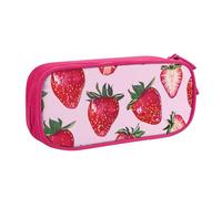 JKLQWC Bright Strawberries Printed Pencil Case Cute Pen Pencil Box Bag Zipper Storage Organizer Box Holder for Office School Teen Girl Boy Adult,Pink