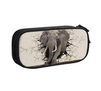 JKLQWC Broken wall Elephant Printed Pencil Case Cute Pen Pencil Box Bag Zipper Storage Organizer Box Holder for Office School Teen Girl Boy Adult,Black
