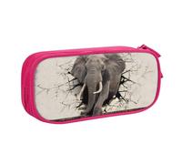 JKLQWC Broken wall Elephant Printed Pencil Case Cute Pen Pencil Box Bag Zipper Storage Organizer Box Holder for Office School Teen Girl Boy Adult,Pink