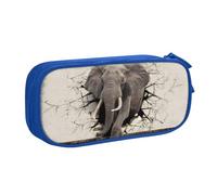 JKLQWC Broken wall Elephant Printed Pencil Case Cute Pen Pencil Box Bag Zipper Storage Organizer Box Holder for Office School Teen Girl Boy Adult,Blue