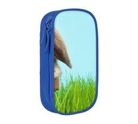 JKLQWC Bunny on Green Grass Printed Pencil Case Cute Pen Pouch Large Pen Bag Portable Storage Organizer Box for Office School Teen Girl Boy Adult,Blue