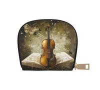 JKLQWC Butterfly and Cello Printed Card Wallet for Women Men Cute Zipper Card Cases Holder Mini Coin Purse with 12 Card Slots