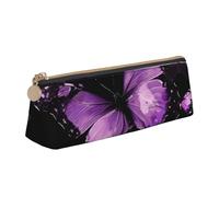 JKLQWC Butterfly Flying Printed Triangle Pencil Case with Zipper - Lightweight Leather Organizer for School, Office, Travel, Makeup