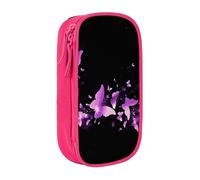 JKLQWC Butterfly Purple Printed Pencil Case Cute Pen Pouch Large Pen Bag Portable Storage Organizer Box for Office School Teen Girl Boy Adult,Pink