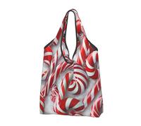 JKLQWC Candy Canes in snow Printed Foldable Shopping Bag 2 PCS, Reusable Grocery Tote Bags for Daily Shopping and Travel