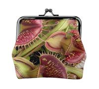 JKLQWC Carnivorous Plant Printed Coin Purse for Women Cute PU Leather Coin Wallet Mini Coin Purse Pouch with Kiss-Lock