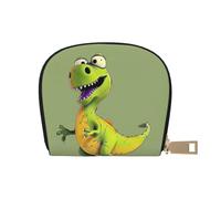 JKLQWC Cartoon Dinosaur Printed Card Wallet for Women Men Cute Zipper Card Cases Holder Mini Coin Purse with 12 Card Slots