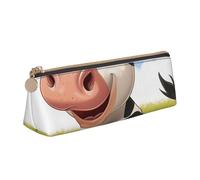 JKLQWC Cartoon Milk Cow Printed Triangle Pencil Case with Zipper - Lightweight Leather Organizer for School, Office, Travel, Makeup