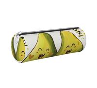 JKLQWC Cartoon Pears Printed Cylinder Pencil Case with Silver Zipper - Lightweight Leather Organizer for School, Office, Travel, Makeup