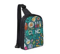 JKLQWC Cartoon Science Theme Printed Crossbody Sling Backpack Sling Bag for Men Women Adjustable Shoulder Bag Travel Hiking Chest Bag Daypack