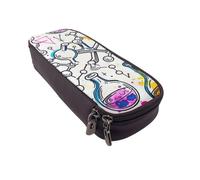 JKLQWC Chemistry Print Printed PU Leather Pencil Case Cute Pen Pencil Box Bag Zipper Office School Pencil Pouch Organizer for Students Teen Girls Boys Adult