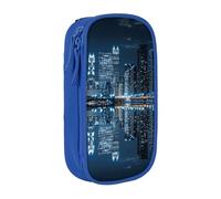 JKLQWC Chicago Reflected Printed Pencil Case Cute Pen Pouch Large Pen Bag Portable Storage Organizer Box for Office School Teen Girl Boy Adult,Blue