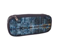 JKLQWC Chicago Reflected Printed PU Leather Pencil Case Cute Pen Pencil Box Bag Zipper Office School Pencil Pouch Organizer for Students Teen Girls Boys Adult