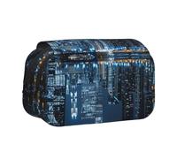 JKLQWC Chicago Reflected Prints Pencil Case for Kids Men Women, Two Layers Large Capacity Pencil Pouch Makeup Bag Organizer for Office School Travel