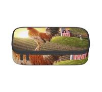 JKLQWC Chicken Rooster Printed Pencil Case Cute Pen Pencil Box Bag Large Capacity Compartment Zipper Pencil Pouch Organizer for Office School Travel