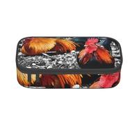 JKLQWC Chicken Rooster Printed Pencil Case Cute Pen Pencil Box Bag Large Capacity Compartment Zipper Pencil Pouch Organizer for Office School Travel