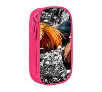 JKLQWC Chicken Rooster Printed Pencil Case Cute Pen Pouch Large Pen Bag Portable Storage Organizer Box for Office School Teen Girl Boy Adult,Pink