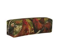 JKLQWC Chickens and Farm Printed Leather Pencil Case with Gold Zipper - Simple and Lightweight Organizer for School, Office, Travel, Makeup