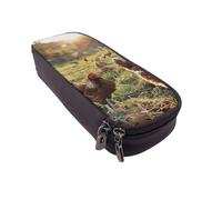 JKLQWC Chickens and Farm Printed PU Leather Pencil Case Cute Pen Pencil Box Bag Zipper Office School Pencil Pouch Organizer for Students Teen Girls Boys Adult