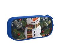 JKLQWC Christmas Carton Snowman Printed Pencil Case Cute Pen Pencil Box Bag Zipper Storage Organizer Box Holder for Office School Teen Girl Boy Adult,Blue