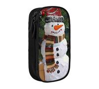 JKLQWC Christmas Carton Snowman Printed Pencil Case Cute Pen Pouch Large Pen Bag Portable Storage Organizer Box for Office School Teen Girl Boy Adult,Black