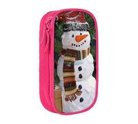 JKLQWC Christmas Carton Snowman Printed Pencil Case Cute Pen Pouch Large Pen Bag Portable Storage Organizer Box for Office School Teen Girl Boy Adult,Pink