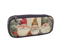 JKLQWC Christmas Gnomes Printed PU Leather Pencil Case Cute Pen Pencil Box Bag Zipper Office School Pencil Pouch Organizer for Students Teen Girls Boys Adult