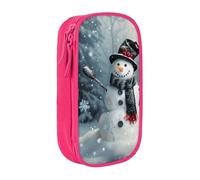JKLQWC Christmas Happy Snowman 1 Printed Pencil Case Cute Pen Pouch Large Pen Bag Portable Storage Organizer Box for Office School Teen Girl Boy Adult,Pink