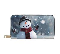JKLQWC Christmas Happy Snowman Printed Long Wallet for Women Men Funny PU Leather Wallet with Coin Purse and Card Holder