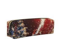 JKLQWC Christmas Magic Printed Leather Pencil Case with Gold Zipper - Simple and Lightweight Organizer for School, Office, Travel, Makeup