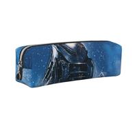 JKLQWC Christmas Snow Night Railway Train Printed Leather Pencil Case with Silver Zipper - Simple and Lightweight Organizer for School, Office, Travel, Makeup