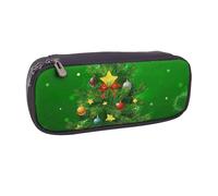 JKLQWC Christmas Trees Printed PU Leather Pencil Case Cute Pen Pencil Box Bag Zipper Office School Pencil Pouch Organizer for Students Teen Girls Boys Adult Gifts