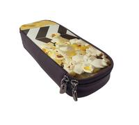 JKLQWC Cinema Movie Clapboard and Popcorn Prints Pencil Case for Girls Boys Cute PU Leather Pen Pencil Box Bag Zipper Pencil Pouch Organizer for Office School